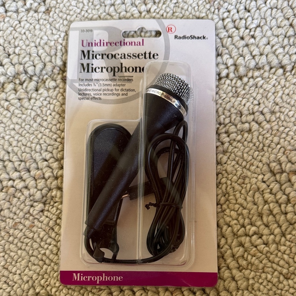 RadioShack Black Unidirectional Microcassette Microphone
